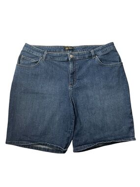B8- 20W Lee Women's Denim Bermuda Shorts in Blue